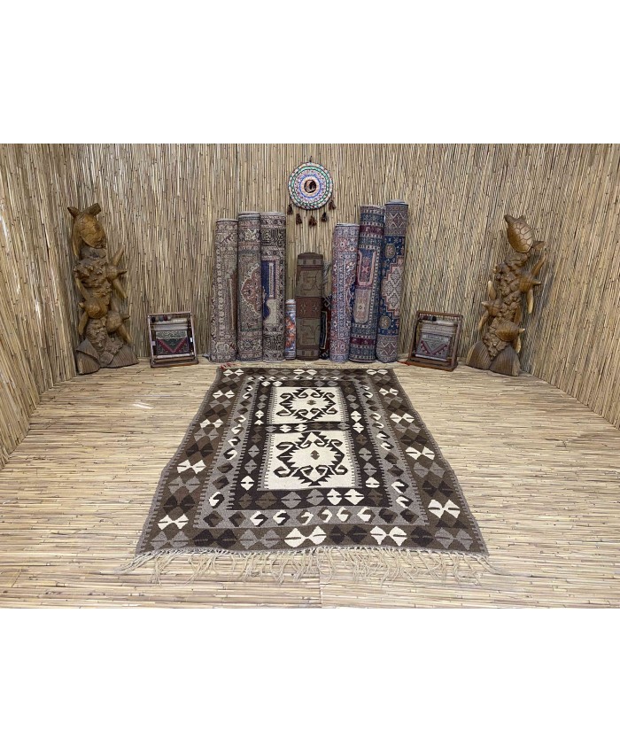 Handmade Turkish Kayseri Nomadic Original  Wool on Wool Kilim – FREE SHIPPING..!